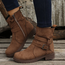 Load image into Gallery viewer, Suede Side Zip Round Toe Boots
