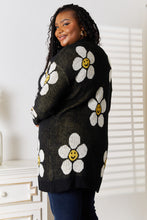 Load image into Gallery viewer, Cute Floral Button Down Longline Cardigan Smiley Face Sweater
