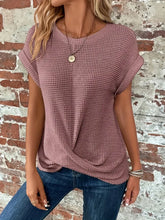 Load image into Gallery viewer, Chic and Comfy: Summer Solid Color Waffle Crew Neck Tee for Women
