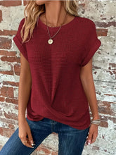 Load image into Gallery viewer, Chic and Comfy: Summer Solid Color Waffle Crew Neck Tee for Women
