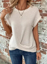 Load image into Gallery viewer, Chic and Comfy: Summer Solid Color Waffle Crew Neck Tee for Women
