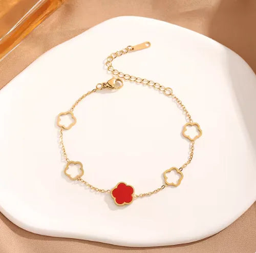 Clover Stainless Steel Adjustable Bracelet