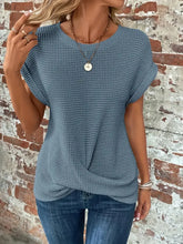 Load image into Gallery viewer, Chic and Comfy: Summer Solid Color Waffle Crew Neck Tee for Women
