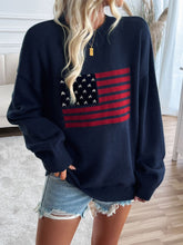 Load image into Gallery viewer, American Flag Sweater US Flag Round Neck Long Sleeve Knit Top
