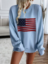 Load image into Gallery viewer, American Flag Sweater US Flag Round Neck Long Sleeve Knit Top
