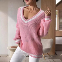 Load image into Gallery viewer, V-Neck Knitted Long Sleeve Sweater Vest for Women
