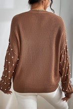 Load image into Gallery viewer, Pearl Detail Round Neck Long Sleeve Sweater
