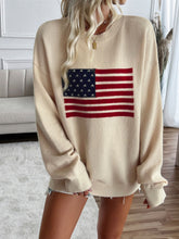 Load image into Gallery viewer, American Flag Sweater US Flag Round Neck Long Sleeve Knit Top
