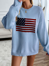 Load image into Gallery viewer, American Flag Sweater US Flag Round Neck Long Sleeve Knit Top
