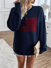 Load image into Gallery viewer, American Flag Sweater US Flag Round Neck Long Sleeve Knit Top
