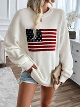 Load image into Gallery viewer, American Flag Sweater US Flag Round Neck Long Sleeve Knit Top
