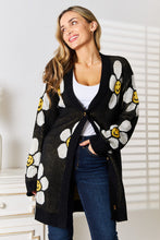 Load image into Gallery viewer, Cute Floral Button Down Longline Cardigan Smiley Face Sweater
