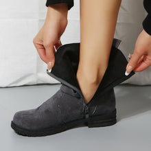 Load image into Gallery viewer, Suede Side Zip Round Toe Boots
