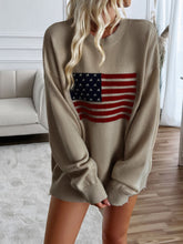 Load image into Gallery viewer, American Flag Sweater US Flag Round Neck Long Sleeve Knit Top
