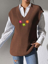 Load image into Gallery viewer, Flower V-Neck Sweater Vest
