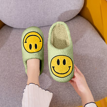 Load image into Gallery viewer, Mint Yellow Non Slip Smiley Face Slippers
