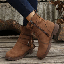 Load image into Gallery viewer, Suede Side Zip Round Toe Boots
