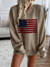 Load image into Gallery viewer, American Flag Sweater US Flag Round Neck Long Sleeve Knit Top
