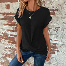 Load image into Gallery viewer, Chic and Comfy: Summer Solid Color Waffle Crew Neck Tee for Women
